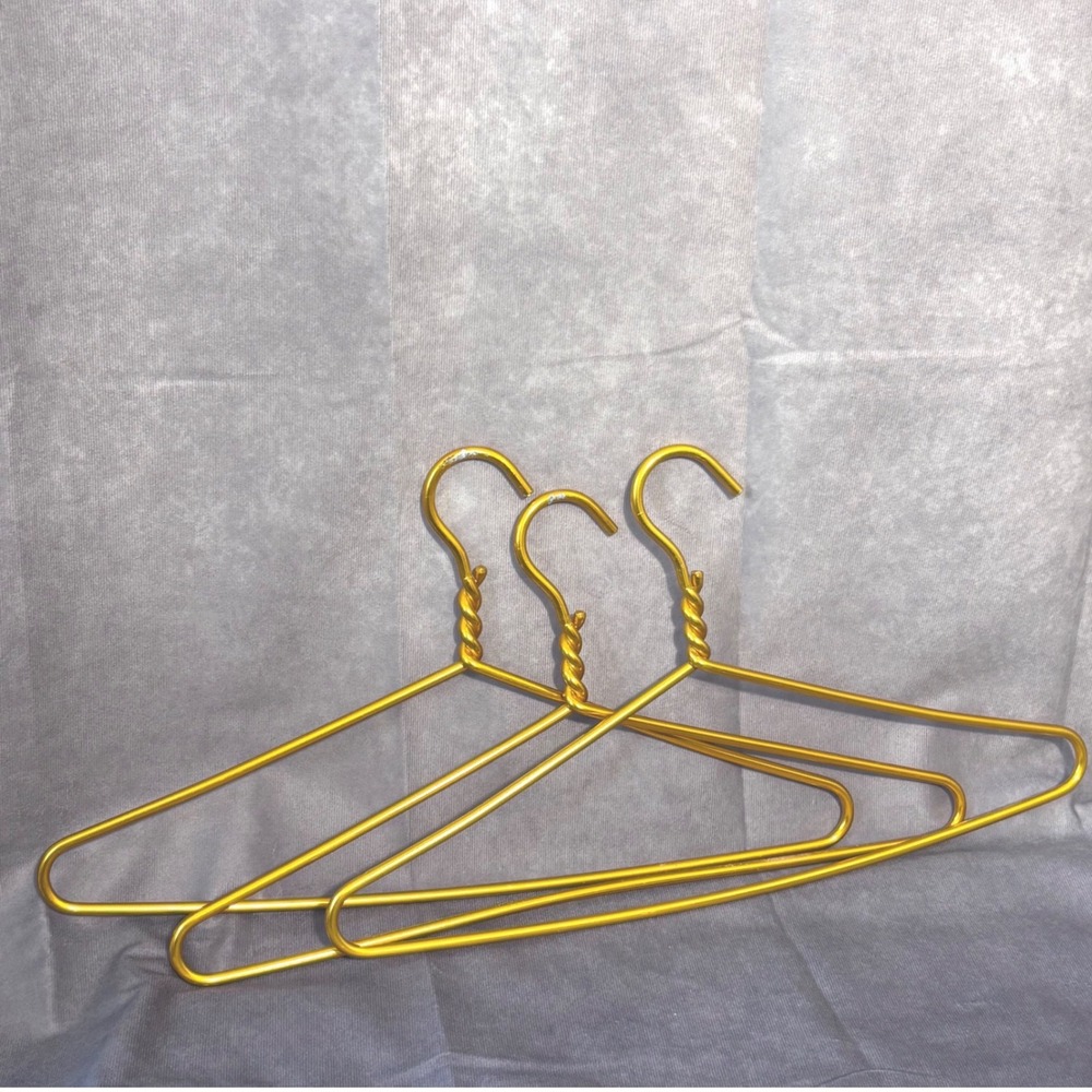 3 Gold Metal Twisted Neck Hangers Gold Hollywood Regency Luxury